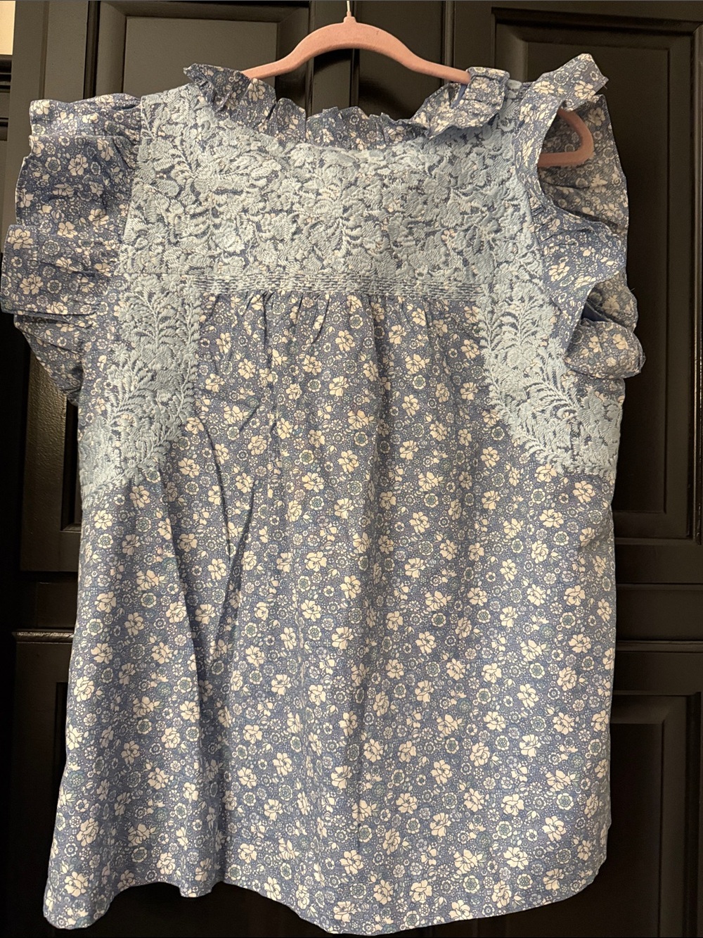 J. Marie Light Blue Floral Lace-Trim Sleeveless Blouse size XL - Picture 2 of 4